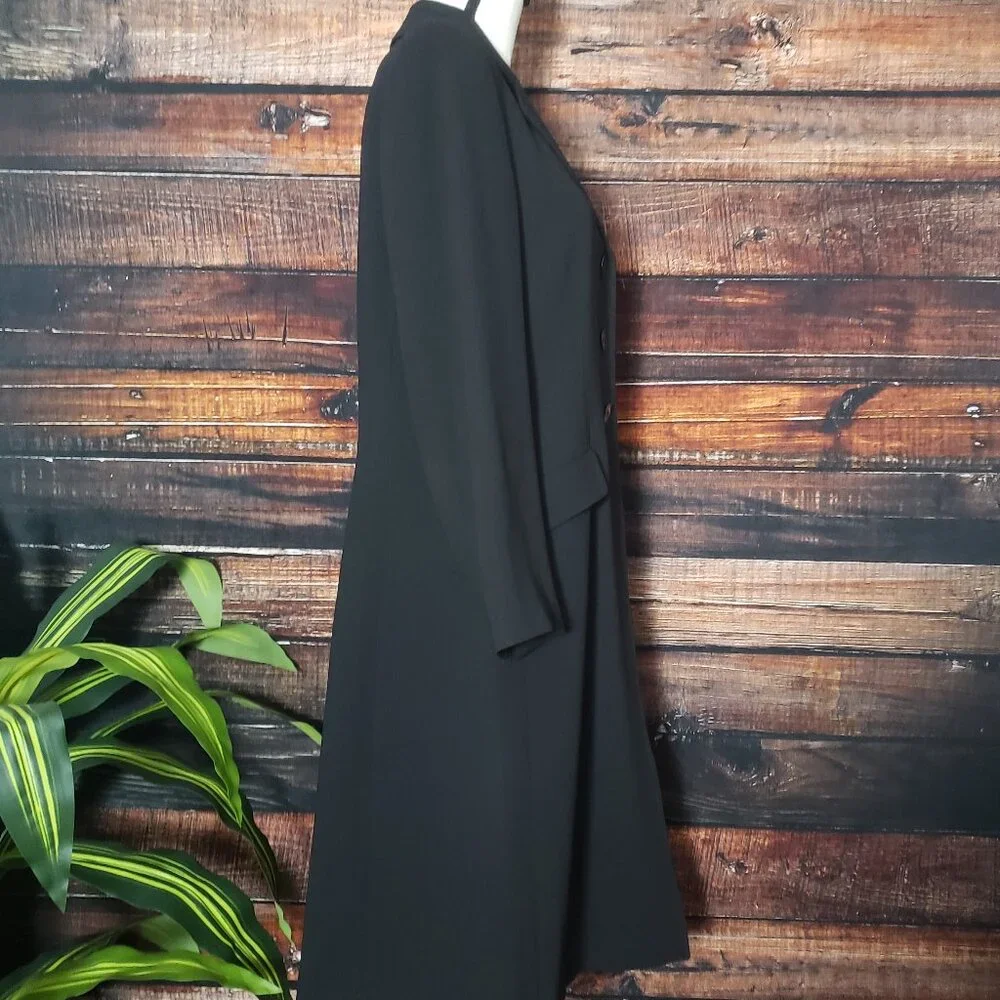 Jones New York Womens 8 Black Long Blazer Jacket Coat Lined Pockets 3 Button - Picture 6 of 9